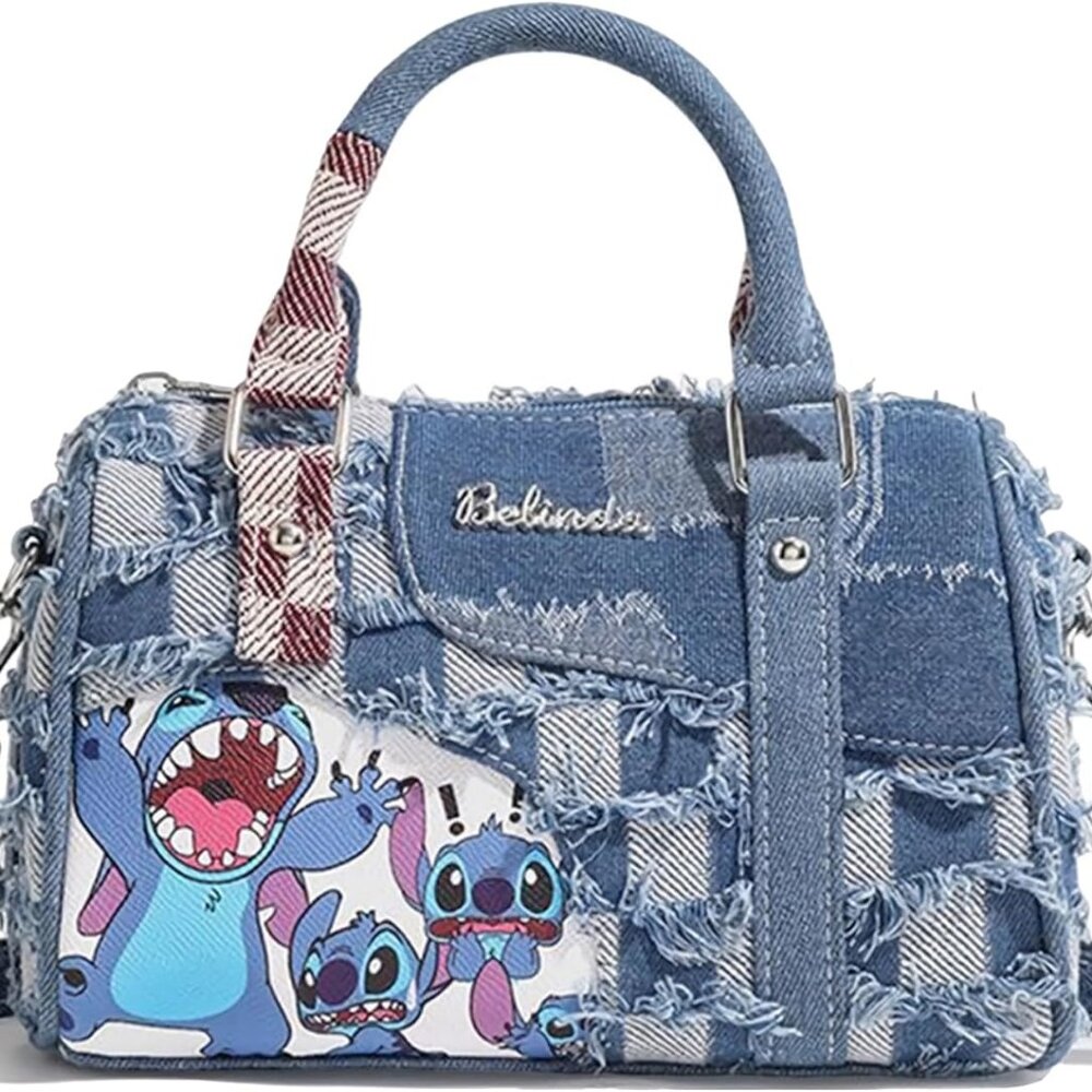 Cute Womens Purses and Handbags, Blue Denim Shoulder Bag Cartoon Crossbody Bags